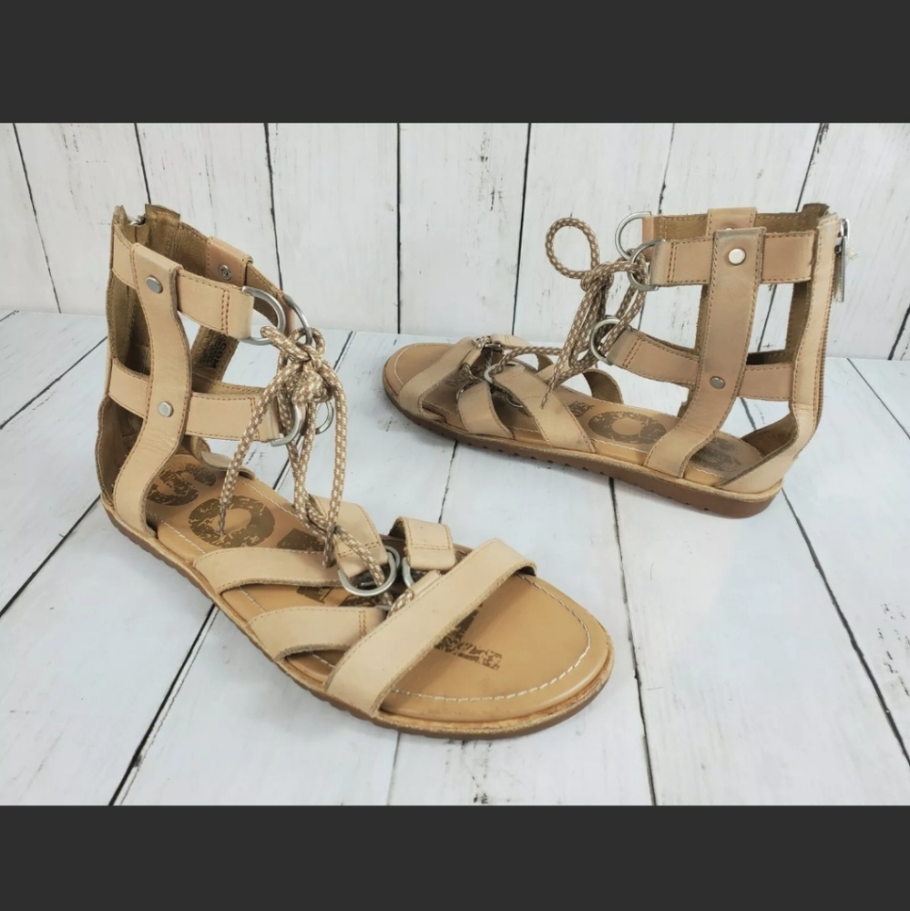 SOREL Women’s 8.5 Tan Leather Sahara Lace Gladiator Sandals